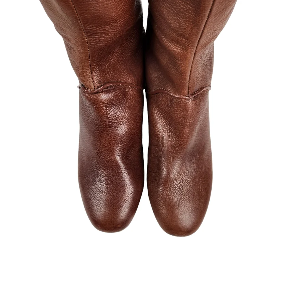 Via Spiga Georgia Over the Knee Leather Thigh Boots Tobacco Brown Women's Size 8 - Picture 8 of 16